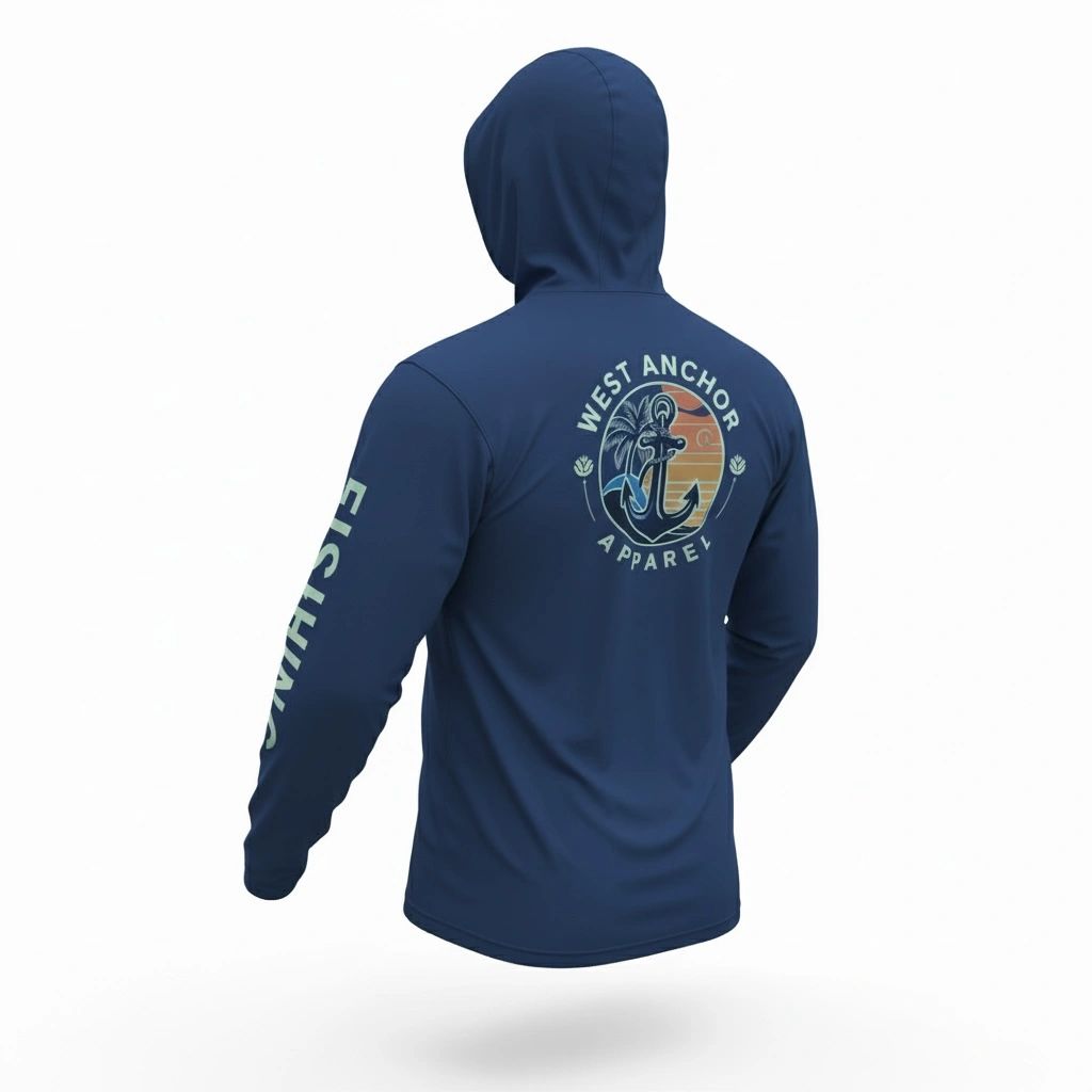 Navy blue hoodie West Anchor Apparel back